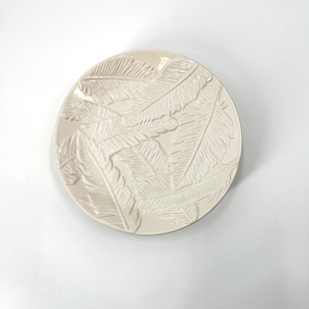 Patch NYC for Target 8" Round Plates Set of 4 Ceramic Ivory/Cream Embossed